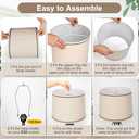 Drum Lampshades Set of 2, Medium Fabric Lamp shades for Table Lamps, Floor Lamps, Beige Linen Lamp shades 11.6" Top x 12.6" Bottom x 9.8" High Spider Fitter, Replacement Lampshades, Assembly Required (Beige with Black Rim)
