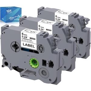 Weemay 3 Pack TZe 6mm 0.23 Laminated White TZ Tape Compatible for Label Maker Tape TZe-211 TZe211 TZ-211 TZ211 1/4 Black on White Label for PTD220 PTD600 PT-D410 PTH110BP Printer, 26.2 Feet