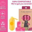 WDFAACK Biodegradable Dog Poo Bags with Holder-240 Large Poop Bags, Corn Starch Blended Compostable Bag, Extra Thick Strong Leak Proof Waste Bag for Dogs (Pink)