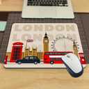 London Gaming Mouse Pad Famous Britain Landmarks Monuments Art Pattern Touristic Travel Destination Non-Slip Rubber Mouse Pad for Computers, Laptop, Office 9.5 Inch x 7.9 Inch