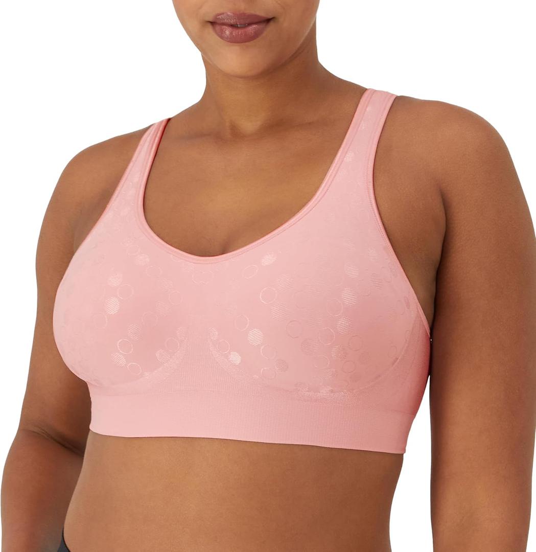 Bali Women's Wireless Bra, Comfort Revolution Wireless Bra for Women, Targeted Shaping, Seamless, Full Coverage (Gentle Peach Dot, S)