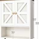 CHOEZON Bathroom Wall Cabinet, Medicine Cabinet with Open Partition and Towel Bar, Rustic Storage Cabinet with Open and Hidden Storage Space, for Bathroom, Living Room, Kitchen, White and Walnut, 7.1"D x 18.9"W x 24.8"H