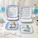 Pickmesh 100 Pcs Blue Coastal Paper Plates Bachelorette Party Tableware, Small plates diameter about 7 inches