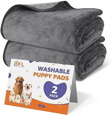 PICK FOR LIFE Washable Dog Pee Pads, 48x48 Reusable Puppy Whelping Pads, Absorb Dog Mats Non-Slip Reusable Dog Training Pads for Whelping, Potty, Training, Playpen, Crate, 2PACK Grey