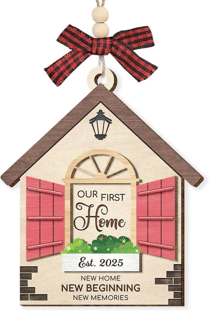 5 x New Home Ornament 2025 - House Warming Gifts for Homeowner Couples Men Women, Cute Christmas Ornaments for Tree Decor, Our First House Ornament, New Home Gift Ideas for Friends Neighbors