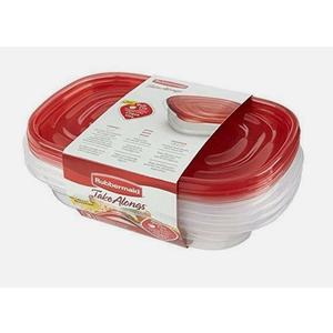 Rubbermaid TakeAlongs Divided Rectangular Food Storage Containers, 3.7 Cup, Tint 3 Packs