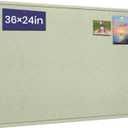 Bulletin Board, 36 X 24 inches Cork Board with 20 Pushpin, Felt Cork Board Notice Pin Board, Self-Adhesive Vision Board Mood Board Foldable Photo Board for Wall - Sage Green