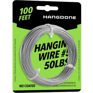 Picture Hanging Wire #5 50lbs 100-Feet, Flexible Steel Wire 16 Gauge for Hang Up Frame/Painting and Mirror