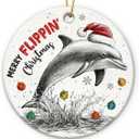 9 x 2025 Ceramic Dolphin Christmas Ornaments - Cute Dolphin Gifts for Women Men, Animal Lovers Gifts for Friends, Dolphins Animal Ornaments for Christmas Tree Decorations, Xmas Hanging Decor