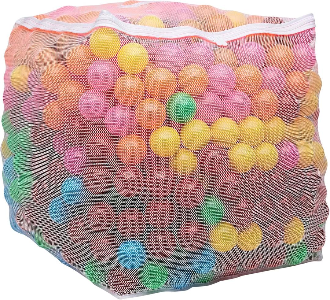 Amazon Basics BPA Free Ball Pit Balls with Storage Bag, Crush-Proof Plastic for Toddlers Kids 12+ Months Play, 6 Bright Colors, Pack of 1000