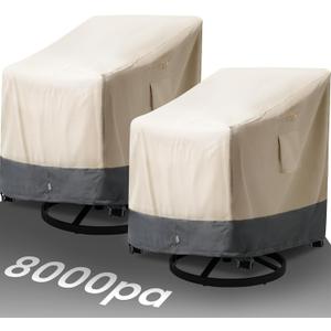 Extra Heavy Duty Patio Chair Covers Waterproof Up to 8000pa, 2 Pack Patio Furniture Covers for Outdoor Swivel/ Rocking Chair/ Adirondack Chairs, Outdoor Seat Cover with Air Vents, 33"W x 35"D x 38.5"H