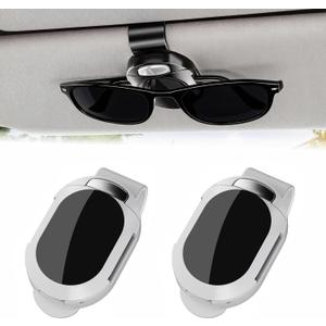 2 Pack Car Visor Sunglasses Holder (White) | Universal Anti-Scratch Clip, Secure & Easy-Access Storage for Sunglasses, Car Visor Accessories Gadgets