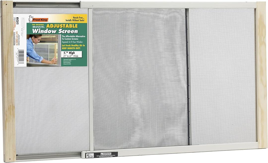 Frost King AWS1837SP WB Marvin Adjustable Window Screen, 18in High x Fits 21-37in Wide