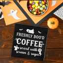 2 x Halloween Decor, Coffee Bar Decorations, Ghost Wooden Decorative Sign, Halloween Kitchen Decor for Desk Table Shelf 5 x 5 Inches