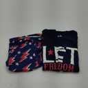 Boys 2pc Shorts Set Outfit Short Sleeve Shirt with Bold Applique Print and Shorts (8 Years, Let Freedom Ring)