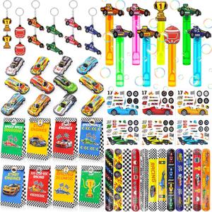 Race Car Party Favors Birthday Party Supplies-Racing Car Birthday Decorations, Mini Race Car, Keychain, Slap Bracelet, DIY Stickers, Race Car Goodie Bags for Kids Birthday Party Classroom Reward