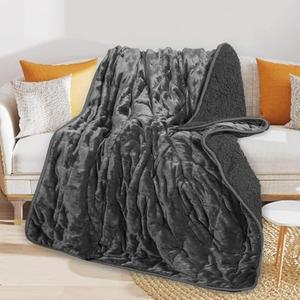 Throw Sherpa Weighted Blanket - 48"x64" for Adults, Fleece Fluffy Fuzzy Cozy Plush Washable Heavy Blanket, Super Soft Warm for Queen Full Twin Size Bed in Winter