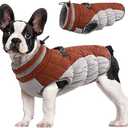 FUAMEY Dog Coat for Medium Dogs,Waterproof Dog Winter Jacket with Harness Built in Puppy Cold Weather Coats Reflective Pet Vest with Zipper Warm Fleece Dogs Snowsuit Windproof Brown, Medium