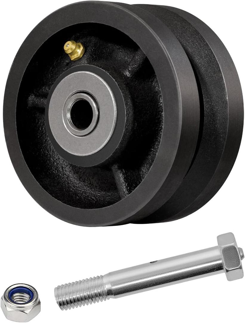 4" X 2" Sliding Gate Wheels4 Pack, Cast Iron V Groove Wheel with Roller Bearing-700 lbs Capacity, Rolling Gate Wheels, Sliding Gate Casters (Black)