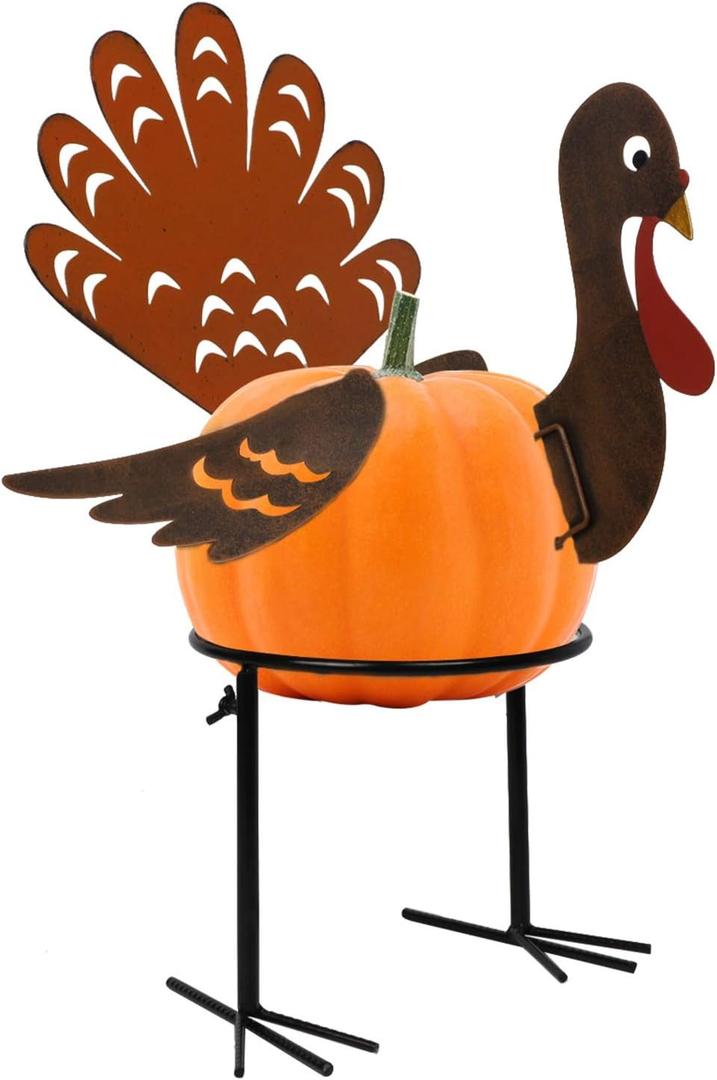 yosager Turkey Pumpkin Making Kit, Colorful Metal Thanksgiving DIY Pumpkins with Stand, Poke into Pumpkin, Thanksgiving Decoration for Autumn Fall Harvest Home Decor