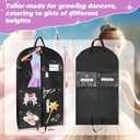 Sishynio Garment Bag, 43 Inch Black Garment-Bags for Hanging Clothes, Clear Waterproof Garment Bags with 5 Pockets, Dance Garment Bags, Kids Garment Bag for Dance Competitions Sports Suit Travel