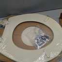 Bemis 500EC Durable Wood Toilet Seat with Easy Clean Hinges, Made in USA, Round, Almond