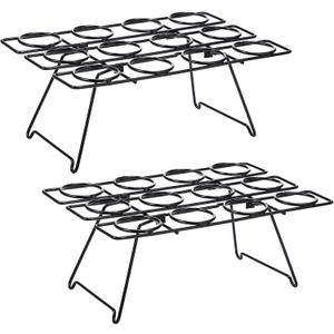 Patelai 2 Pack Ice Cream Cone Baking Racks 12-cavity Cupcake Cone Holders Cupcakes Display Stands Cooling Racks for Home Kitchen Baking Cooking Ice Cream Tools Supplies(Black)