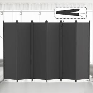 Kokorona 6 Panel Room Divider, 6FT Tall Folding Privacy Screen Wall Dividers, Portable Privacy Screen Freestanding Room Divider for Room Separation, Included - Cover Strips, Grey, 120''W x 72''H