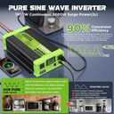 Vansdon 1500W Pure Sine Wave Inverter 12V DC to 120V AC Power Inverters for RV,Truck, Vehicles, Solar, Off-Grid, Car Power Inverter with LCD Display, 2 AC Outlet, 30W USB-C, 5V 2.1A USB, Surge 3000W