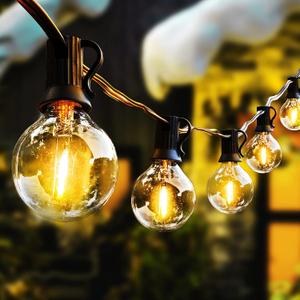Vocevos Outdoor String Lights 100FT LED Outside Patio Light Updated Waterproof Gazebo Lighting Shatterproof UL Listed G40 Globes 0.6W Efficient Connectable Decor Yard Caf Exterior (Black Wire)
