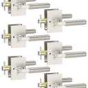 Asidrama 6 Pack Privacy Brushed Satin Nickel Door Handles, Door Lever with Door Knobs Indoor for Bedroom or Bathroom, Heavy Duty Door Handles Interior with Locks for Left Right Sided Doors