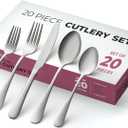 FineDine 20-Piece Stainless Steel Silverware Set - Kitchen Utensils Set Serving For 4, Cutlery Set - Flatware Set Includes Spoons, Forks & Knifes - Dishwasher Safe Stainless Steel Utensils Set