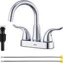 KPW Bathroom Sink Faucet 2 or 3 Hole Chrome Centerset 4 Inch Bathroom Sink Faucet 2 Handle Plating Over ABS Plastic Non-Metallic Lavatory Bathroom Faucet with Pop up Drain Water Supply Hoses (Two Handle, 5121 Chrome)