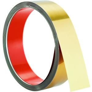 Funyfa 20FT Metal Wall Trim, Peel and Stick Molding Trim Frame, Stainless Steel Trim, self Adhesive Trim for Wall Fireplace Microwave Gap Filler, Gold Brushed,20ft x 1.6inch