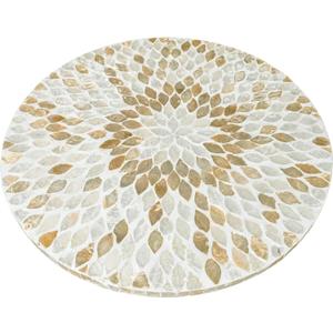 i-lan 18 Inch Mother of Pearl Lazy Susan Turntable, Large Decorative Round Rotating Tray for Dining Table, Kitchen Countertop, Cabinet, Island and Tabletop, Champagne Gold