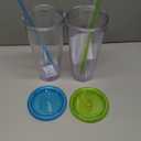 Zukro Clear Acrylic Tumbler with Straw and Lid 32 oz, Double Walled Insulated Reusable Plastic Iced Coffee Cup, To Go Cup Perfect for Parties, Birthdays, Fit in Cupholder, BPA Free, 2 Pack (Blue & Lime)