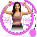 Weighted Hula Circle with 32 Links(66 Inch), Sweet Weight Ball, for Adults Weight Loss, Infinity Fitness Hoop Plus Size, for Women Smart Exercise Equipment