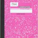 Mead Composition Book, 1 Pack of Wide Ruled Composition Notebooks, Wide Rule paper, 100 sheets (200 Pages), Pink