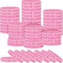 Landical 60 Pcs Fibroids Awareness Month Stretch Bracelets Bulk Silicone Wristband Bracelets for Women Men Social Public Event Welfare Supplies