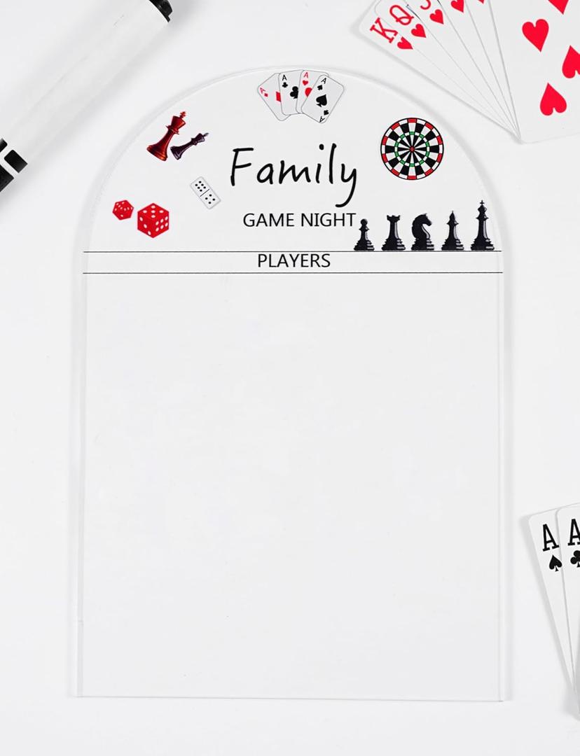 Acrylic Engraved Game Night Score Tracker, Transparent