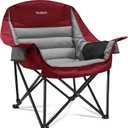 Oversized Camping Chair, Portable Folding Camping Chairs with Side Pocket, Cup Holder and Carry Bag, Heavy Duty Outdoor Camping Chairs for Adults, Fishing, Sports, Trip, up to 400lbs, Style 3 (Red)