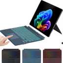 Microfiber Leather Keyboard for Surface Pro 11/10/9/8/X, Bluetooth Keyboard Type Cover with Palm Rejection Touchpad, Pen Holder, Type-C Charging, 7-Color Backlight for Microsoft Surface Pro
