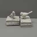 Home Decorative White Birds & Books Vintage Design Resin Bookshelf Bookends,Paper Weights, Book Ends,Bookend Supports, Book Stoppers, Set of 2