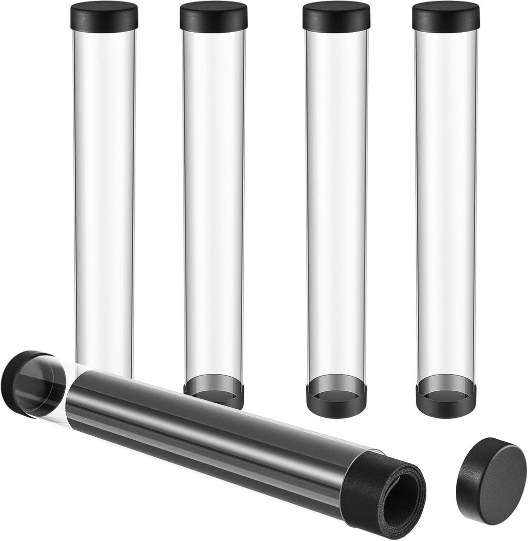 Barydat 4 Pcs Playmat Tube Round Compatible with MTG Play Mat Holders 16.14 Inch Playmat Case TCG Clear Artwork Tube for Card Game Storage Toy Card Play Mat Tubes for Gaming, Easy in and Out Design