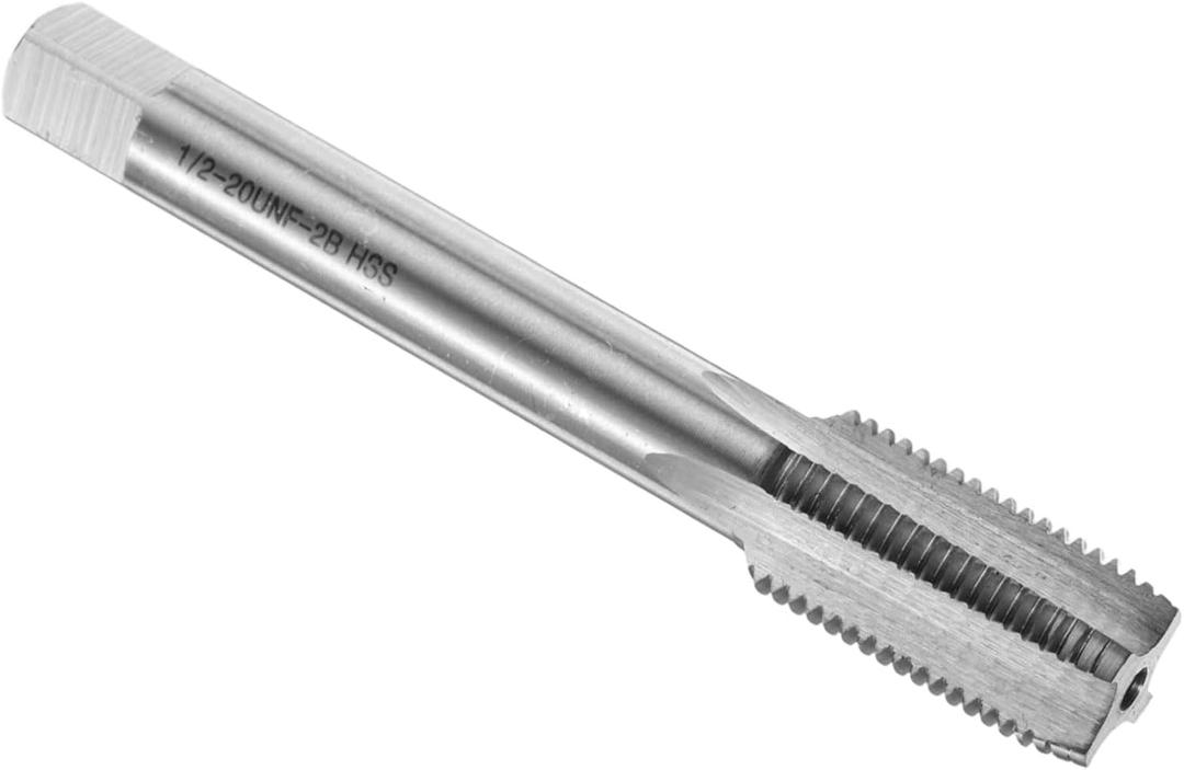 uxcell Hand Plug Tap 1/2-20 UNF 2B Thread Plug Style Taps Straight Flute Screw Tapping Threading Tool High Speed Steel HSS6542