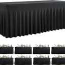 Outpain Wrinkle Free Spandex Tablecloth for 6 Foot Rectangle Tables, 8 Pack Black Fitted Table Cloths 6ft Stretchy Banquet Table Clothes Cover Desk Skirt for Birthday Wedding Parties Baby Shower