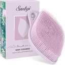 Sndyi Silicone Body Scrubber, Gentle Exfoliating Body Scrubber for Sensitive Skin, Leaf Shaped Shower Scrubber for Body with Lathering Bristles, Silicone Loofah Body Brush for Showering, Purple