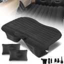 SUV Air Mattress Thickened and Double-Sided Flocking Travel Mattress,Inflatable Car Mattress with Electric Air Pump and 2 Pillows,Car Sleeping Bed for Home, Outdoor and Travel(Black)(02)