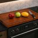 4-in-1 Noodle Board Stove Cover, Lightweight Wooden Stovetop Cover and Cutting Board for Electric, Glass, and Gas Stoves, Multi-Purpose Countertop Work Surface (Natural Acacia), 31"L x 20"W