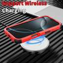 Compatible with iPhone 16 Pro Phone Case with Tempered Glass Screen Protector - 3 in 1 Shockproof Shock-Resistant Drop Protection Non-Slip Protective Case for Apple iPhone 16 Pro 6.3" (RedBlack)